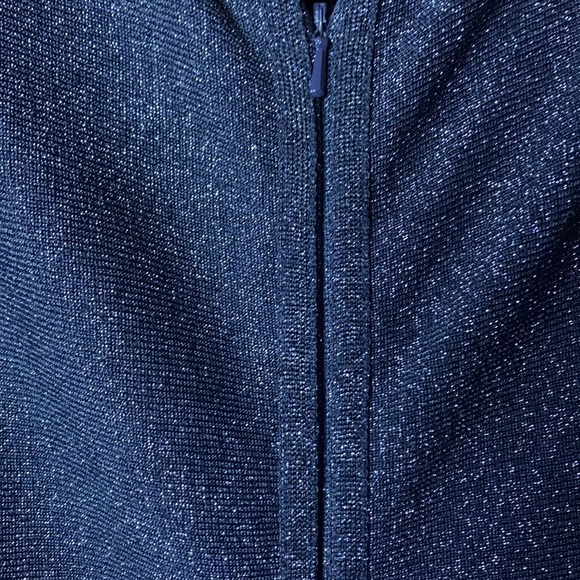 Fit & Flare Dress Navy Blue Sparkle Sleeveless Striped Party Cocktail - Picture 3 of 7